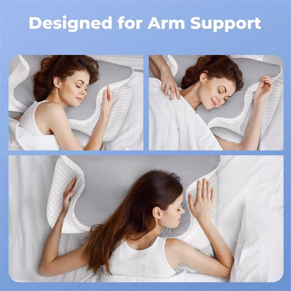 Nordara Ergonomic Cervical Memory Foam Pillow in Grey with Removable Breathable Cover – 2