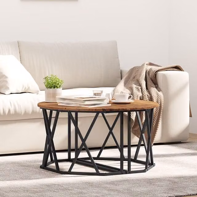 Berkfield Home Vintage Style Square Coffee Table in Brown, W/D/H: 80 x 80 x 42 cm