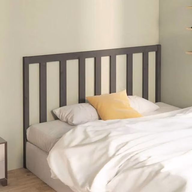 Berkfield Home Beautiful Bed Headboard in Grey Solid Pine Wood, W: 146 cm, D: 4 cm, H: 100 cm – 1