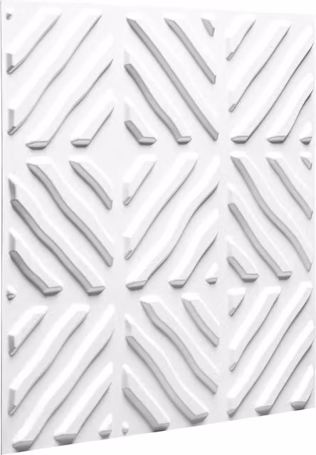 WALPLUS White Geometric 3D Wall Panels made from Natural Plant Fibre