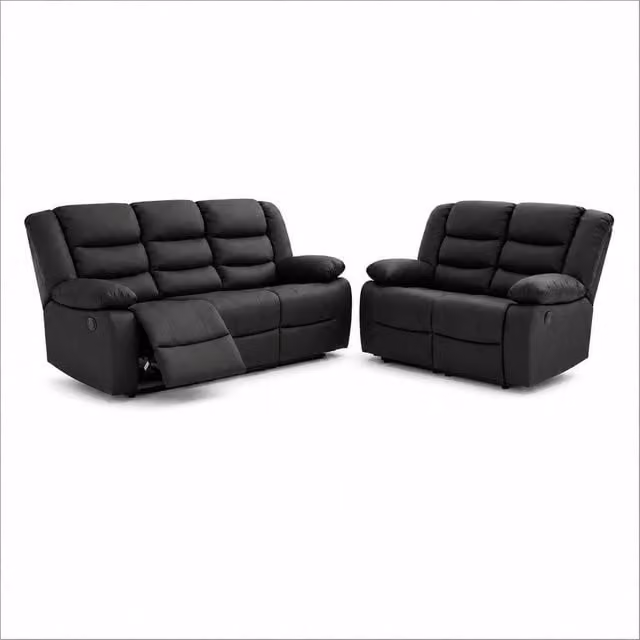 My New Sofa MNS Roma 3+2 Seater Leather Recliner Set in Black – 1