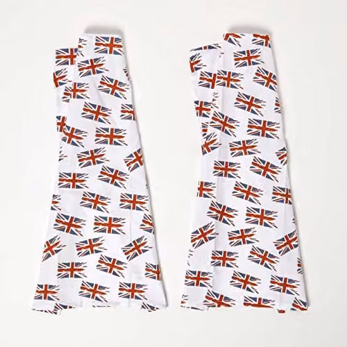 Homescapes Union Jack Cotton Tea Towels, Set of 2, Multicolour, W: 45 cm x H: 65 cm – 1