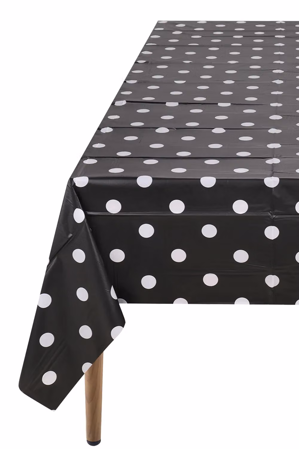 Neel Blue Polka Dot PVC Tablecloth in Black, W: 137 cm, L: 274 cm – 4