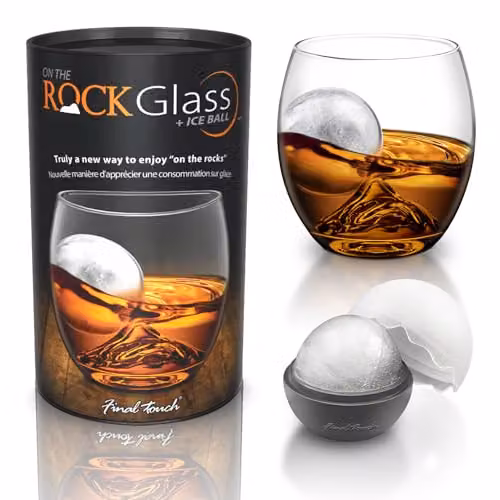 Final Touch On the Rocks Glass and Ice Ball Mould Set in Transparent