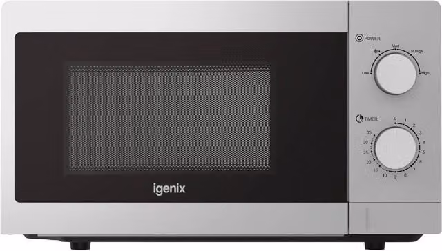 Igenix 20L Solo Manual Microwave 800W in Silver and Black