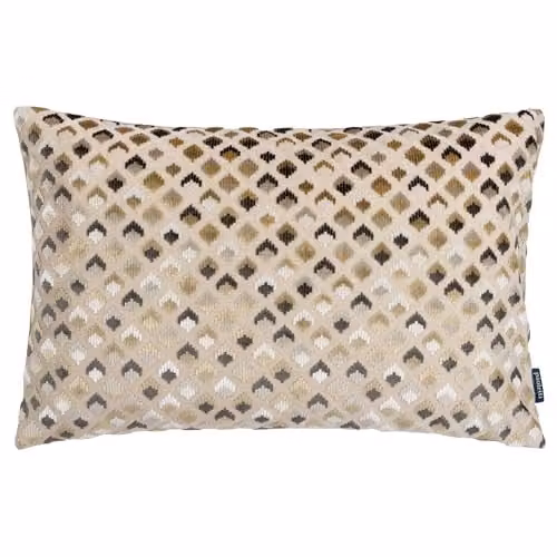 Paoletti Lexington Geometric Velvet Cushion in Beige, W: 60 cm, H: 40 cm
