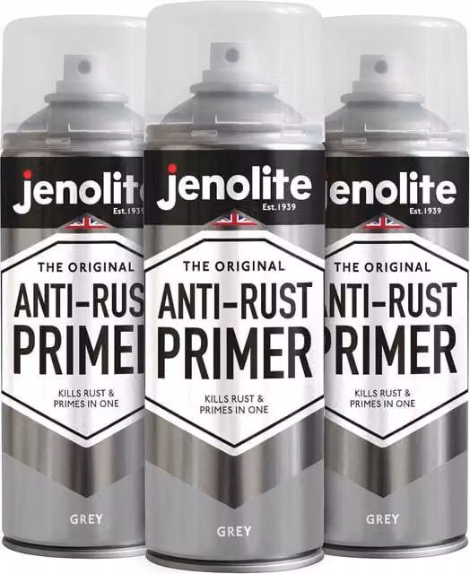Jenolite Quick Drying Matt Grey Rust Resistant Metal Primer Spray 3.0 l