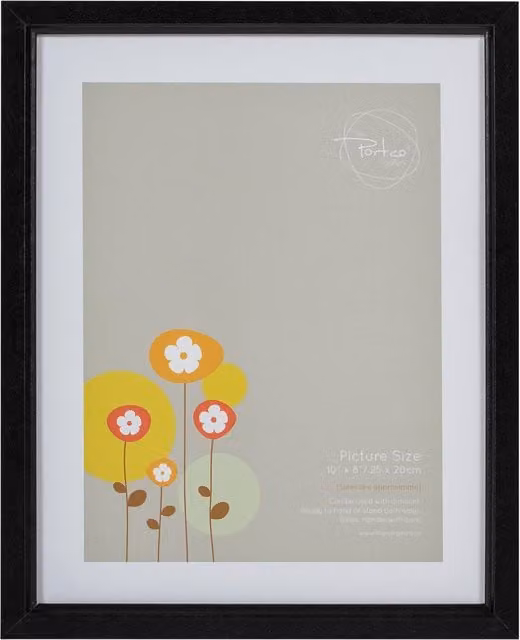 The Port. Co Gallery Classic Rectangular Single Wood Tabletop Photo Frame in Black or White, W/D/H: 25.4 x 25.4 x 20.32 cm