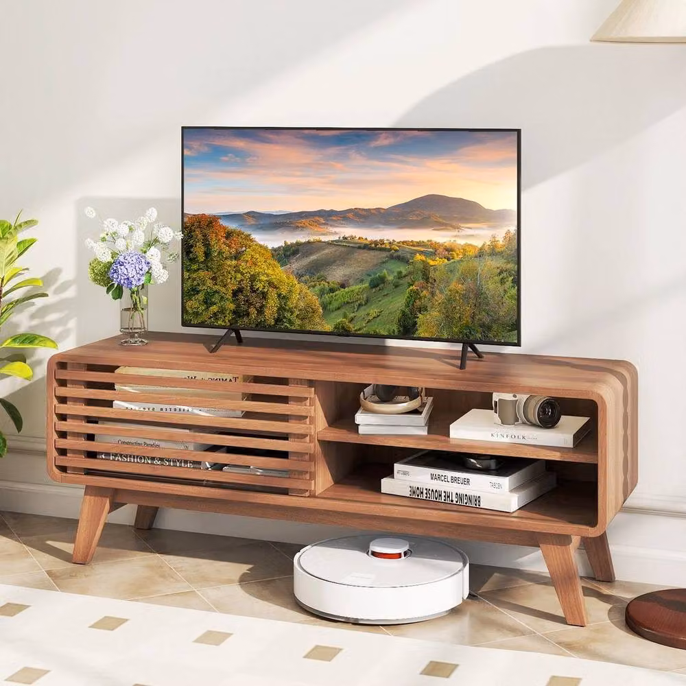 FLAVORA Mid Century Wood TV Cabinet in Brown – 3