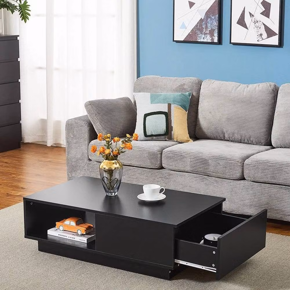 KORVIXA Modern Square Coffee Table in Black and White, W/D/H: 100 x 100 x 100 cm – 2