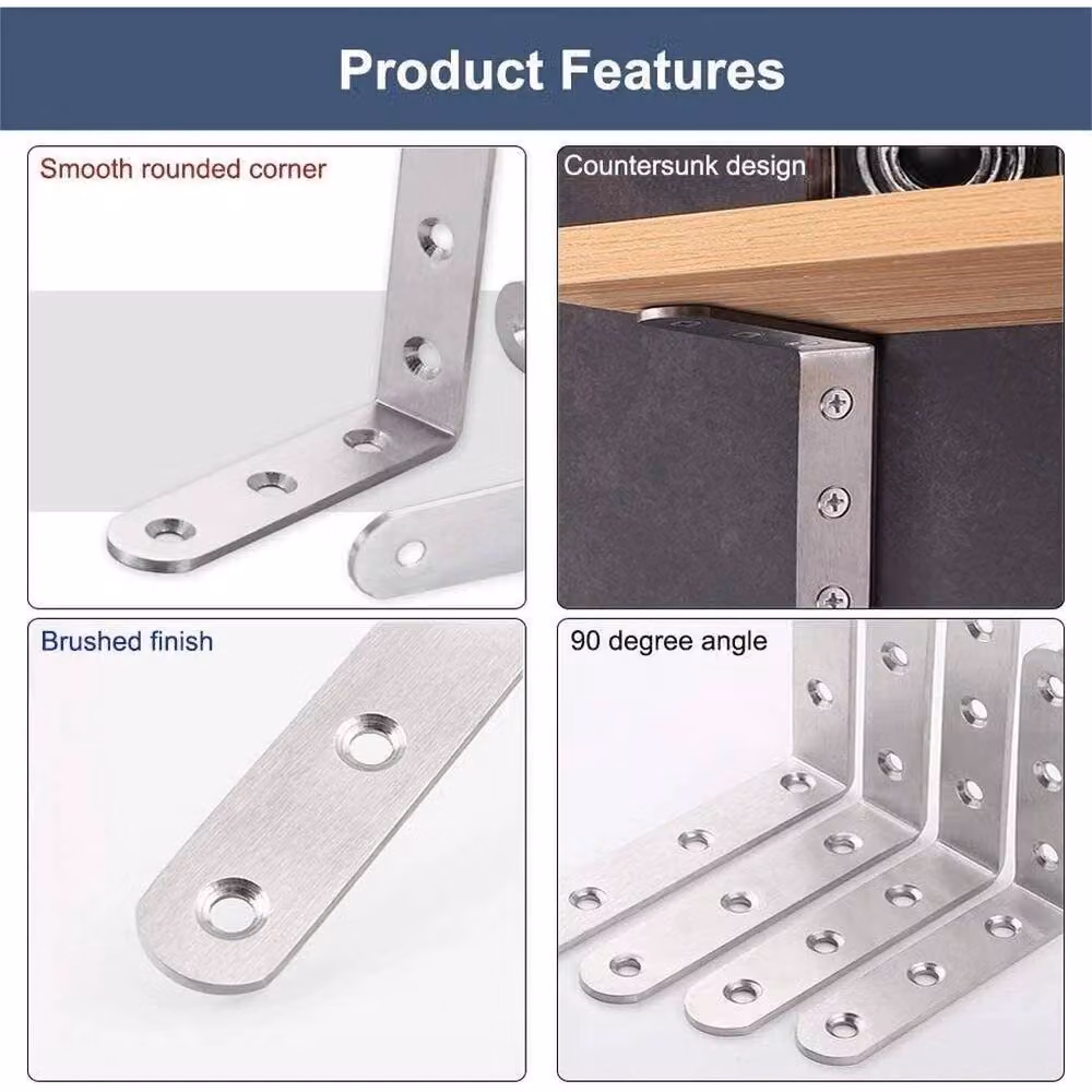 NESTLUNE 5-Piece Silver L-Shaped Corner Brackets and Right Angle Braces, Width: 520 mm – 4