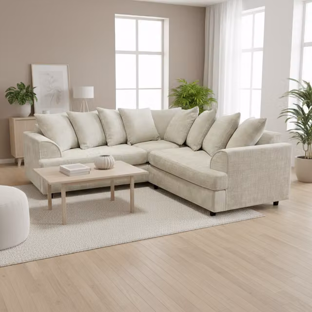 Abakus Direct Ferguson Chenille Left-Facing L-Shape Corner Sofa in Stone Grey
