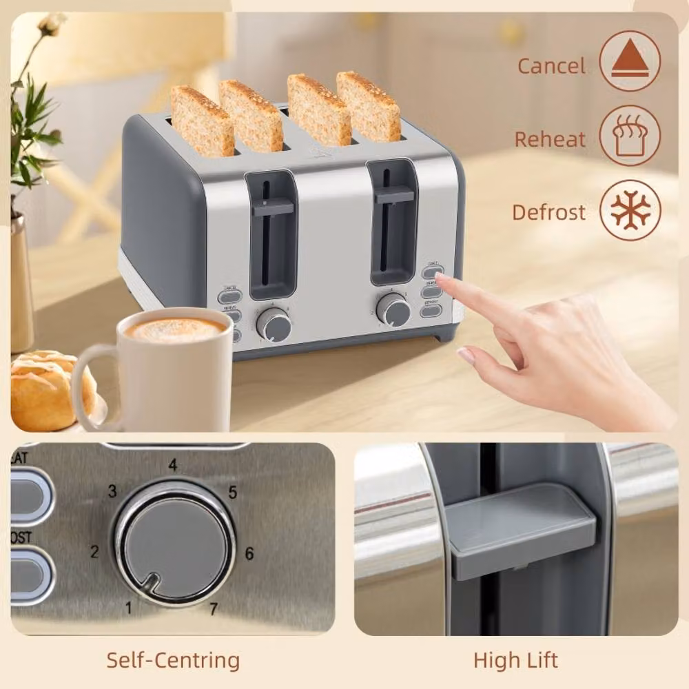 Rolipo Grey Stainless Steel Kettle and Toaster Set – 3