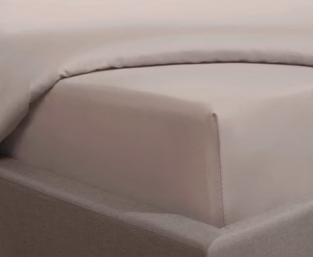 Smart Living 300 Thread Count 100% Cotton Mako Satin Anti-Allergy Fitted Sheet in Beige, W/D/H: 90 x 200 cm – 1
