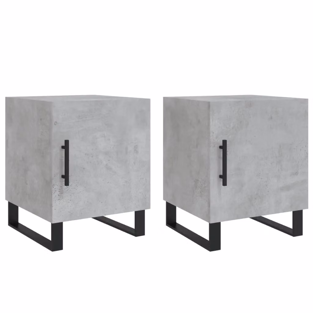 Berkfield Home Set of 2 Modern Bedside Cabinets in Concrete Grey, W/D/H: 40 x 40 x 50 cm