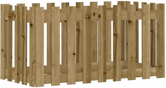 Berkfield Home Garden Raised Bed with Fence Design in Brown Impregnated Pine Wood, W/D/H: 100 x 50 x 50 cm – 1