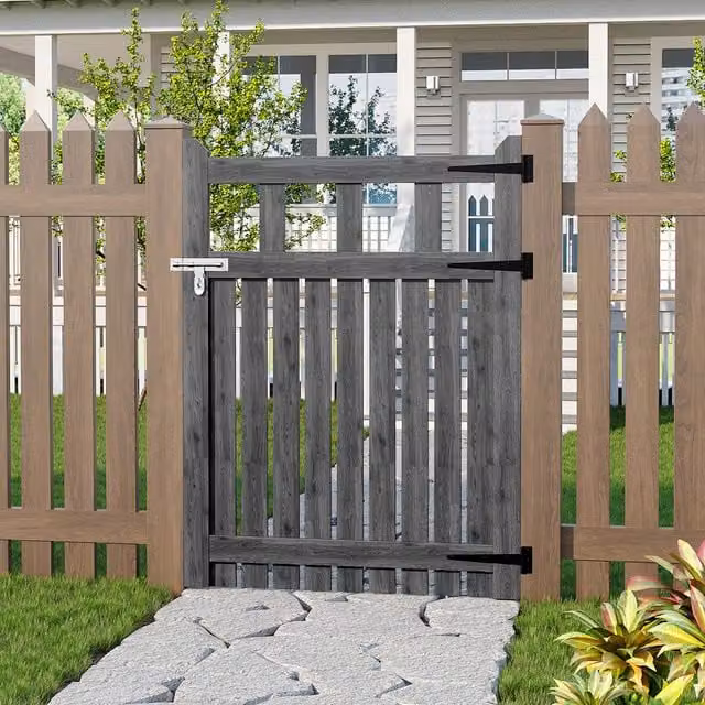 Darphe Traditional Flat-Topped Wooden Garden Gate in Grey, Width: 90 cm