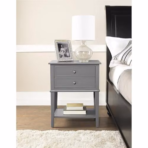 DHP Furniture Franklin Accent Table with 2 Drawers, Grey, W/D/H: 39.7 x 15.1 x 55.9 cm – 4