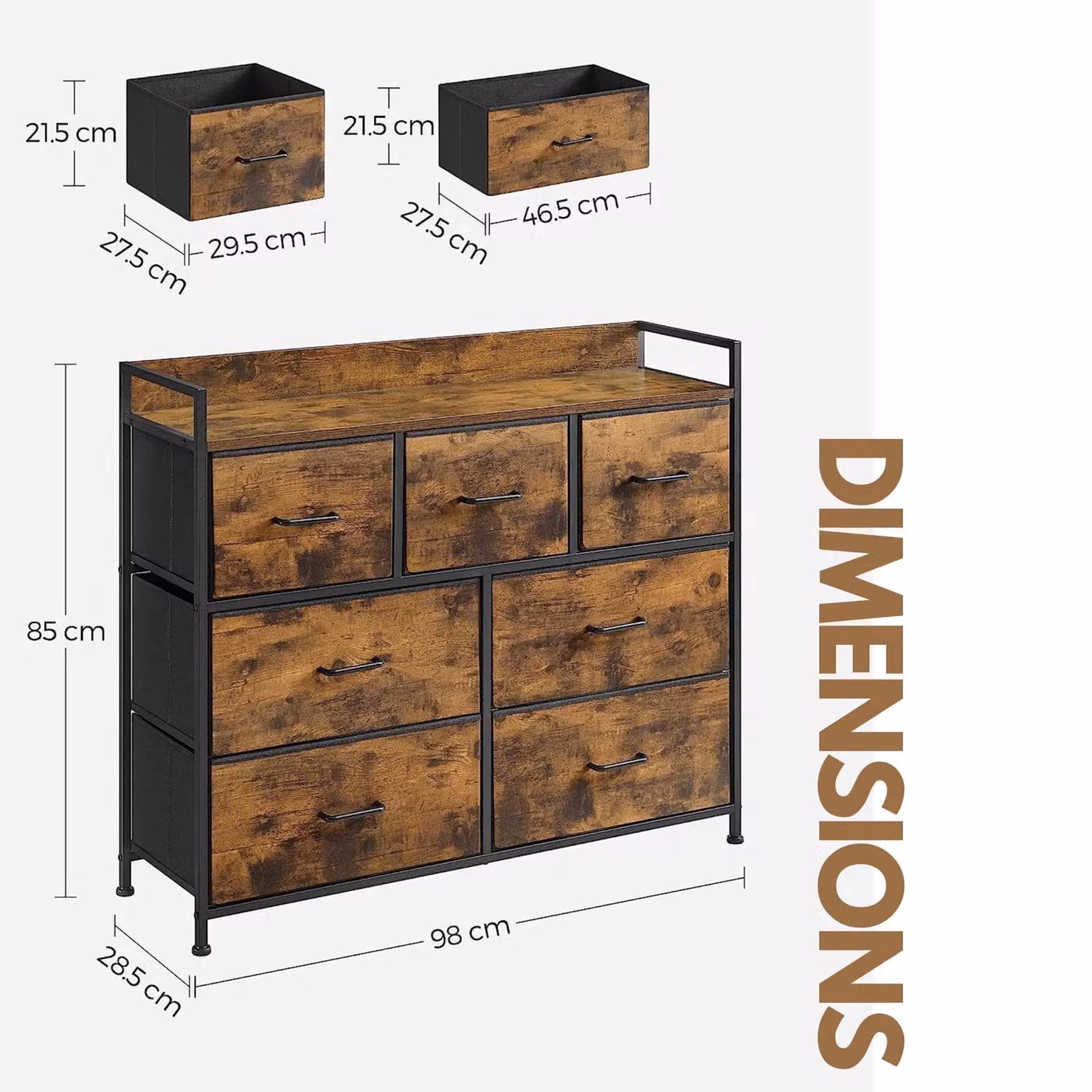 Pirlo Plush Industrial Rustic Brown Chest with 7 Fabric Drawers – 4