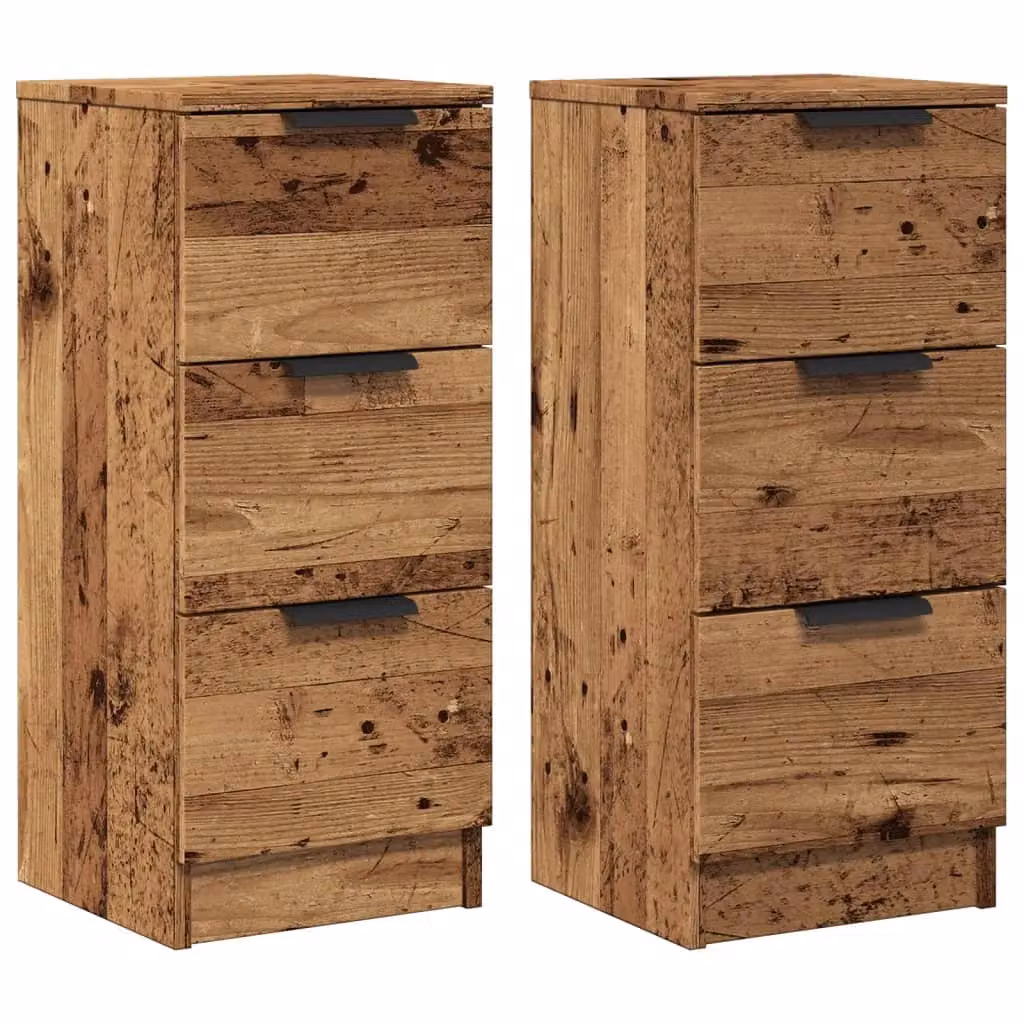 Berkfield Home Set of 2 Rustic Old Wood Sideboards in Brown, W/D/H: 30 x 30 x 70 cm – 2