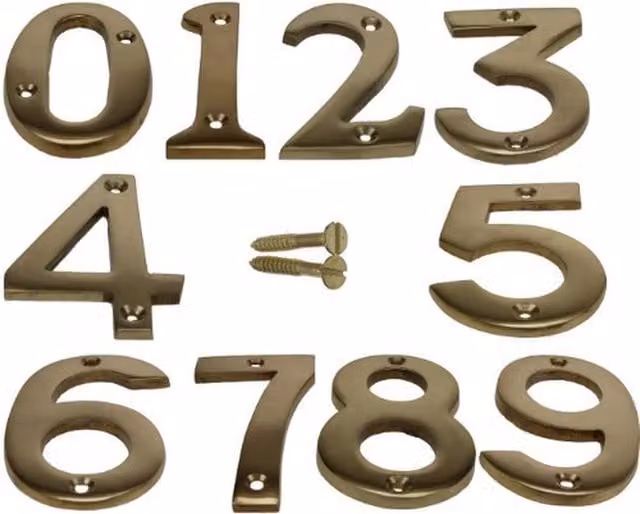 Golden Grace Classic Metal House Number 5 in Brass Gold and Bronze