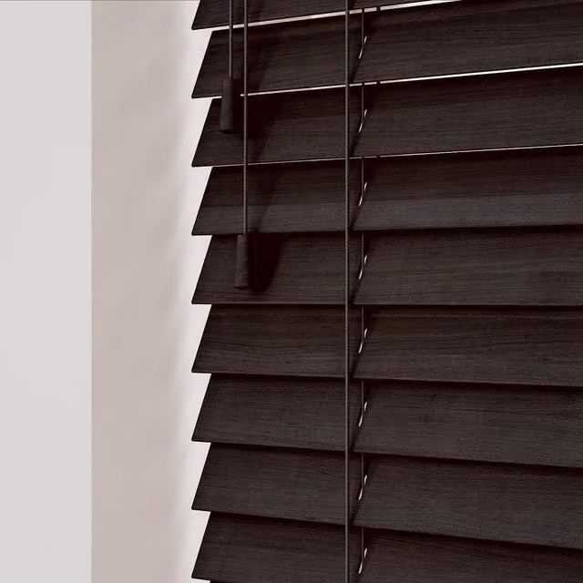 New Edge Blinds Wooden Venetian Blinds in Dark Brown, W: 60 cm, H: 120 cm