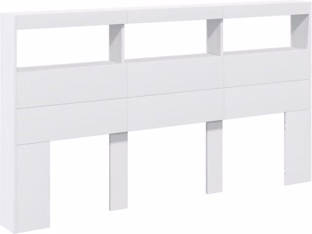Berkfield Home Headboard Cabinet with LED in White, W/D/H: 180 x 17 x 102 cm