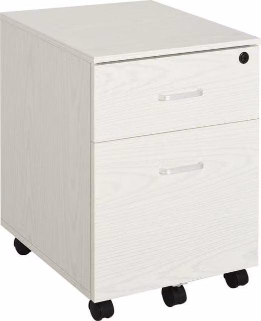 Vinsetto 2-Drawer Locking Rolling Office Filing Cabinet in White