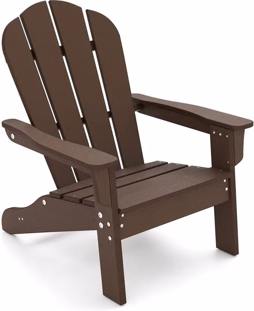Gymax Brown All-Weather HDPE Toddler Adirondack Lawn Chair for Children aged 3-8 Years