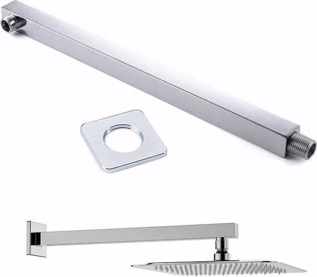 KORVIXA Wall Mounted Stainless Steel Shower Arm in Silver