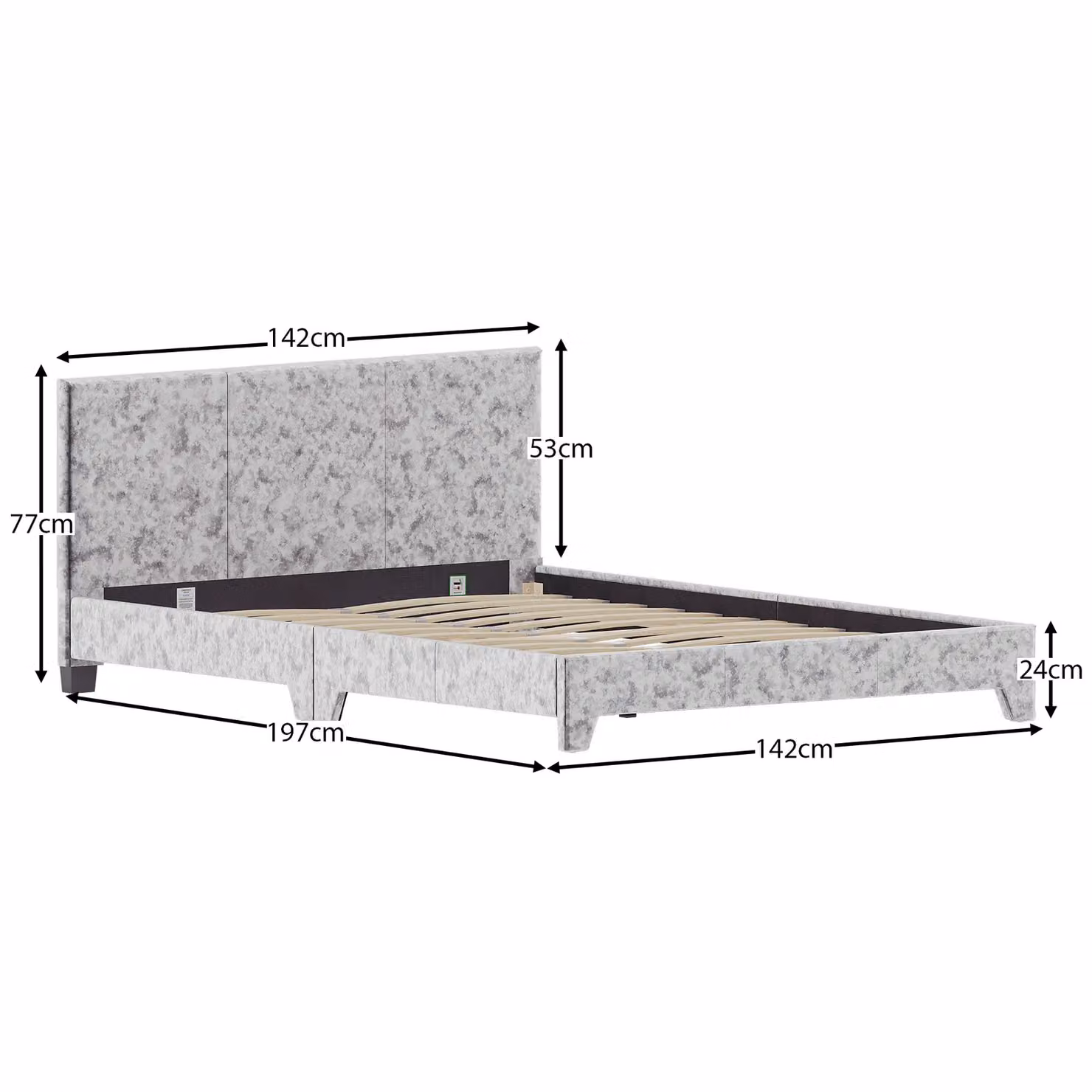 Vida Designs Victoria Double Bed Frame in Silver Velvet Fabric with Storage, W/D/H: 140 x 200 cm – 2