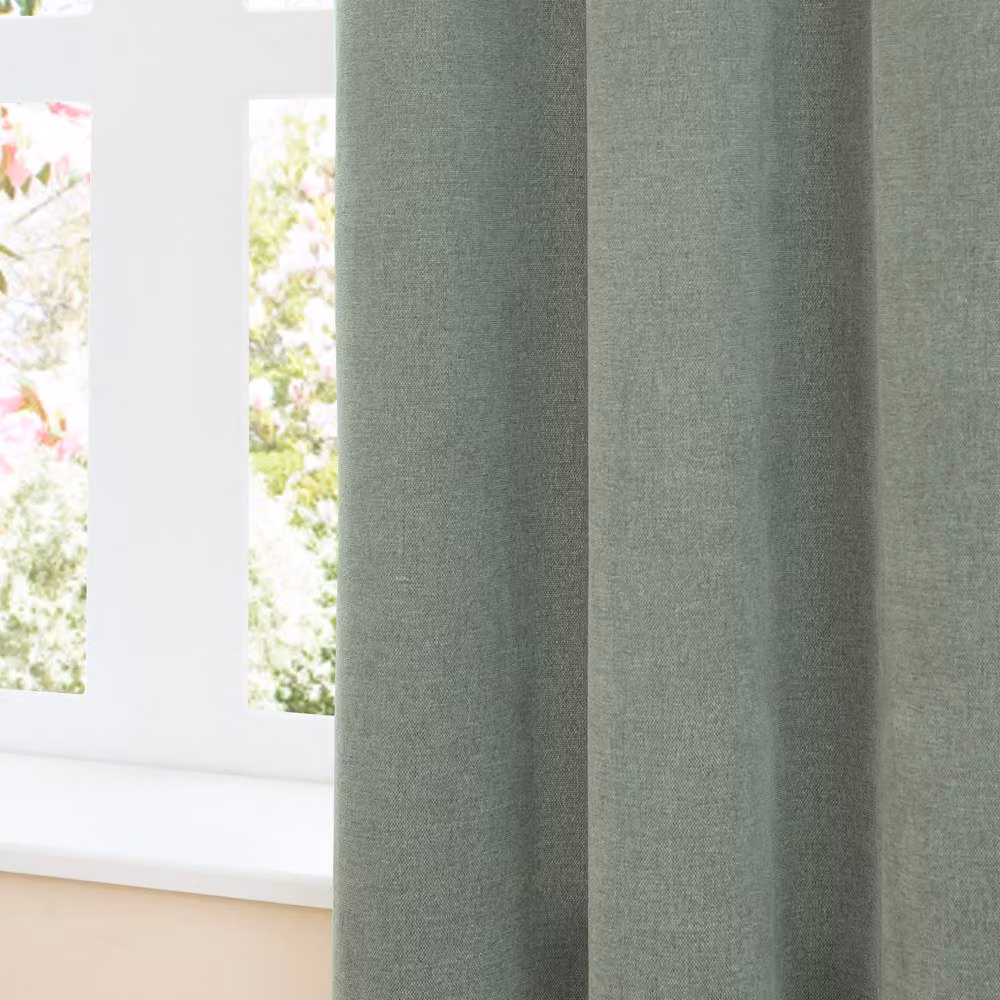 Furn Green Chenille Blackout Eyelet Curtain Pair, W: 229 cm, H: 229 cm – 3
