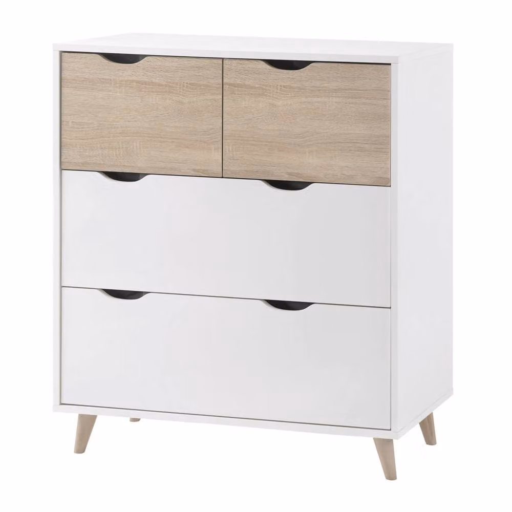 Wyld Haus Skerries 4 Drawer Chest in Matt White with Natural Oak Panels – 2