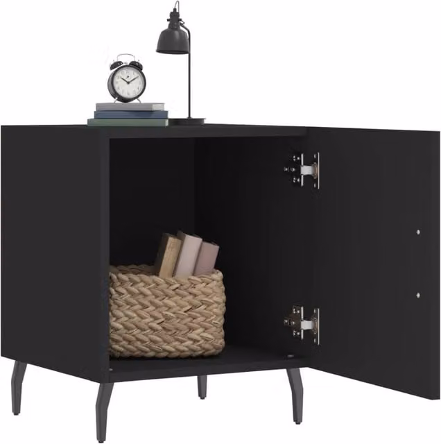 Berkfield Home Modern Bedside Cabinets, 2 Piece Set, Black, W/D/H: 40 x 40 x 50 cm – 1