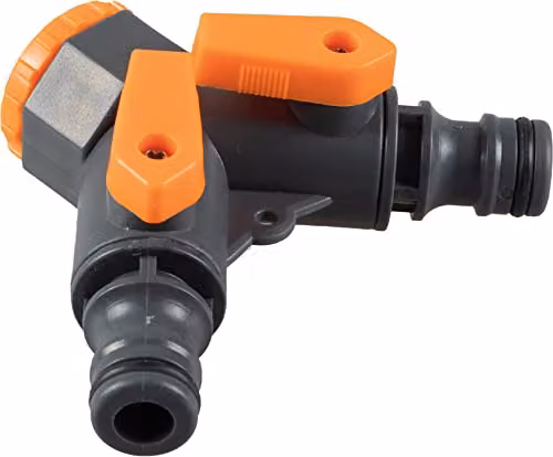 St Helens Home & Garden Grey 2 Way Tap Connector with Flow Control, 1/2 inch – 2