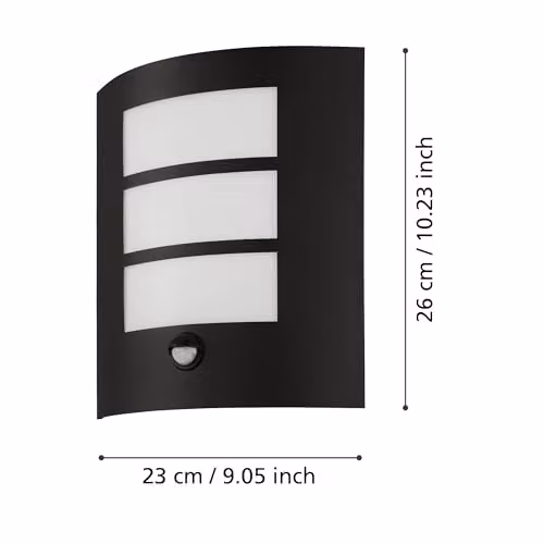 Eglo City Outdoor Wall Light in Black and White with Motion and Dusk Sensor, IP44 Waterproof Metal and Plastic Design for Garden, Terrace or Balcony, E27 Socket – 4