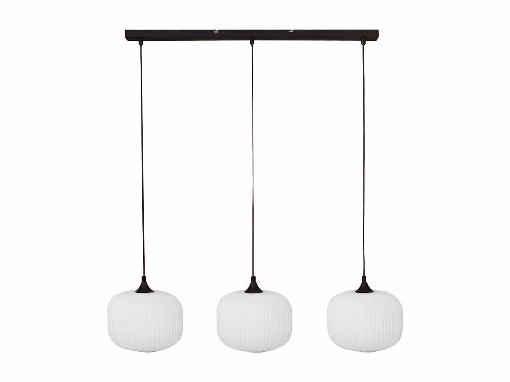 Vente-unique 3-Shade Metal and Glass Pendant Light in Black, W: 39 cm, H: 128 cm – 2