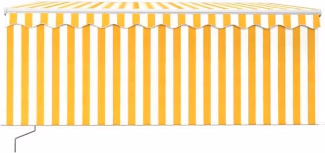 Berkfield Home Manual Retractable Awning with Blind, Yellow and White Striped, W: 350 cm, D: 250 cm