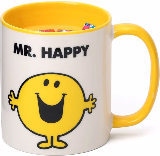 Mr. Men And Little Miss Mr Happy Lemon and Ginger Scented Reusable Ceramic Mug Candle in Yellow