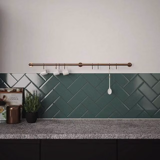 Forgeworks Stainless Steel Kitchen Utensil Rail Kit with S Hooks in Bronze, 100 cm – 1