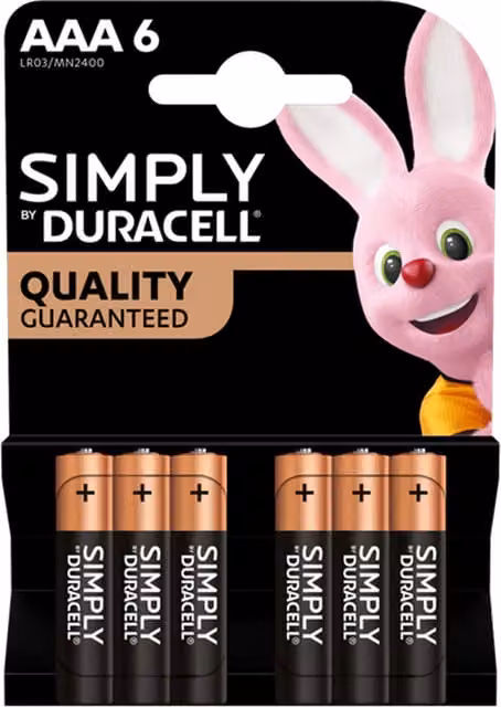 Duracell AAA Batteries, Pack of 6, Black