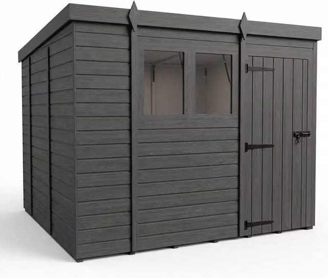 Buttercup Farm Grey Composite Pent Garden Shed with Single Door and Windows W/D/H: 305 x 274 x 210 cm – 1
