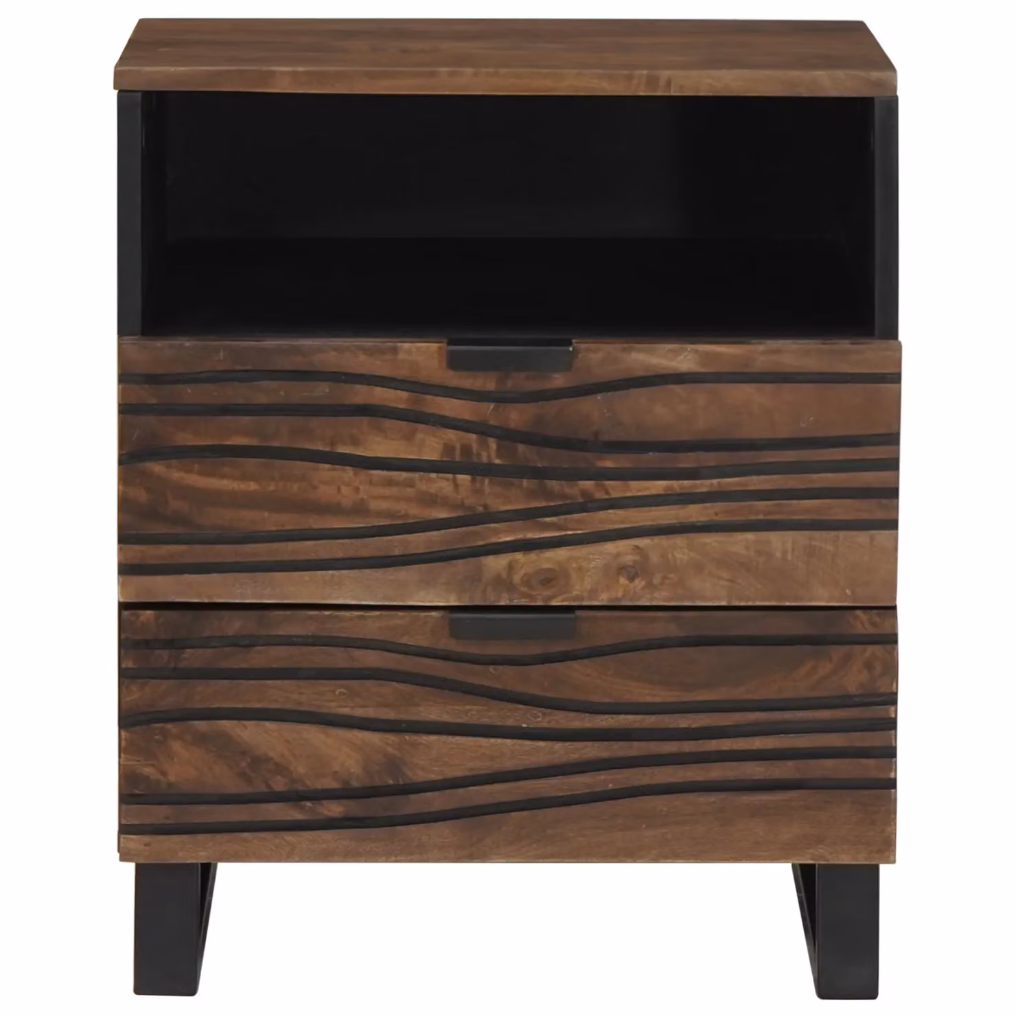 Berkfield Home Modern Bedside Cabinet in Brown Walnut, W/D/H: 50 x 33 x 60 cm – 2