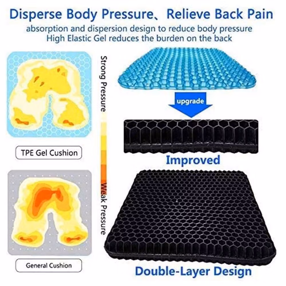 NESTLUNE Orthopaedic Gel Foam Seat Cushion in Black, W/D: 120 x 135 cm – 6