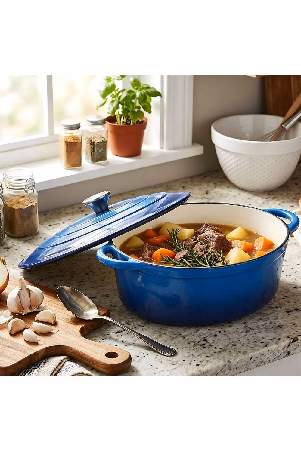 Living and Home 4.6 l Enamelled Cast Iron Dutch Oven Casserole in Blue – 2