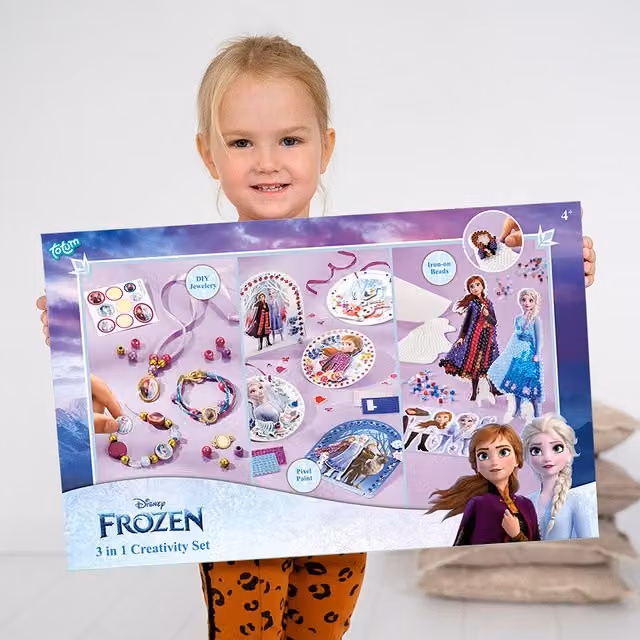 Disney Frozen 3 in 1 Jewellery, Iron on Beads and Pixel Paint Creative Set, Multicolour