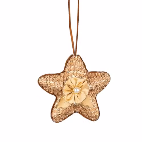 Shatchi Gold Star Christmas Hanging Decoration, 12 cm – 1