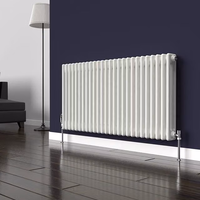 Lux Heat Horizontal 3 Column Steel Radiator in White, W/H: 119 x 60 cm