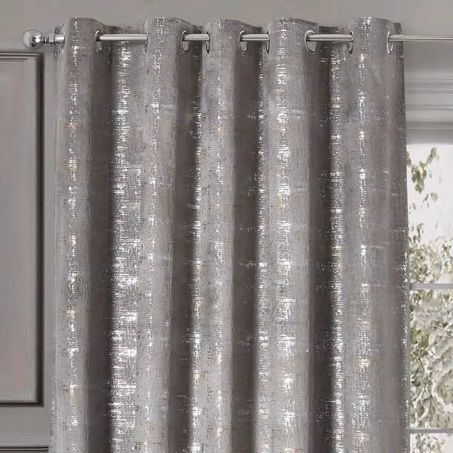 Intimates Warwick Silver Blackout Eyelet Curtains, Width: 168 cm, Drop: 183 cm