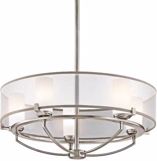 Elstead Saldana 5 Light Classic Pendant Chandelier in Grey and Silver with G9 Bulbs